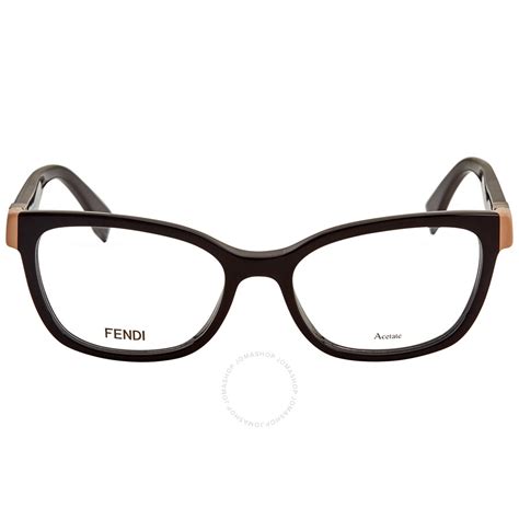 Fendi Shiny Black Rectangular Ladies Eyeglasses FE 